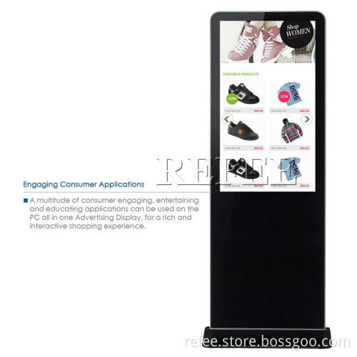 Refee HDMI,RJ45,Intel i3 cpu, IR Touch Screen,32 inch floor standing advertising display for shopping mall